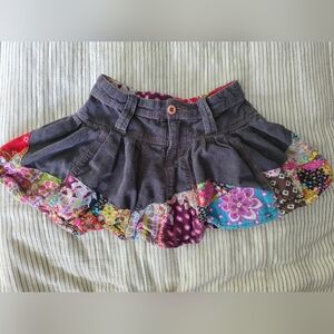 Mimi And Maggie Grey Corduroy Patchwork Ruffle Skirt Girls Size 3T